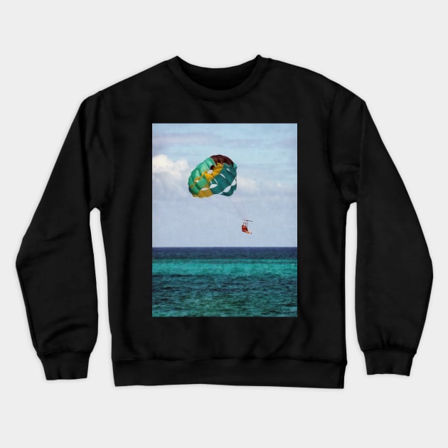 Parasailing - Two Woman Parasailing in the Bahamas Crewneck Sweatshirt by SusanSavad